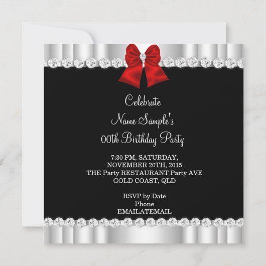 Elegant Glitter Red Glamor High Heels Birthday Kaart (Achterkant)