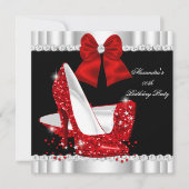 Elegant Glitter Red Glamor High Heels Birthday Kaart (Voorkant)