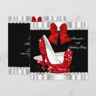 Elegant Glitter Red Glamor High Heels Birthday Kaart