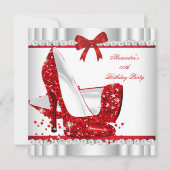 Elegant Glitter Red Glamor High Heels Silver 3a Kaart (Voorkant)