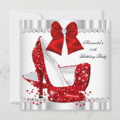 Elegant Glitter Red Glamor High Heels White Kaart (Voorkant)