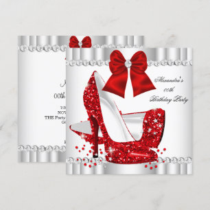 Elegant Glitter Red Glamor High Heels White Kaart