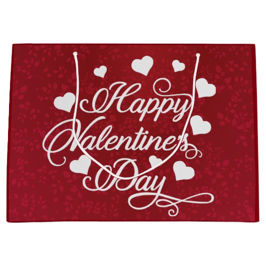 Elegant Glitter Red Happy Valentine's Day Groot Cadeauzakje (Voorkant)