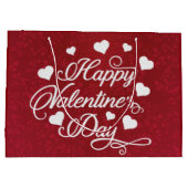 Elegant Glitter Red Happy Valentine's Day Groot Cadeauzakje (Achterkant)