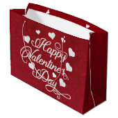 Elegant Glitter Red Happy Valentine's Day Groot Cadeauzakje (Achterkant Gekanteld)