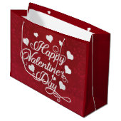 Elegant Glitter Red Happy Valentine's Day Groot Cadeauzakje (Voorkant Gekanteld)
