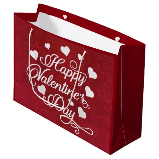 Elegant Glitter Red Happy Valentine's Day Groot Cadeauzakje (Voorkant Gekanteld)