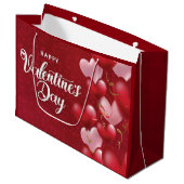 Elegant Glitter Red Happy Valentine's Day Large Gi Groot Cadeauzakje (Voorkant Gekanteld)
