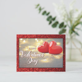 Elegant Glitter Red Hearts Valentijnsdag Briefkaart
