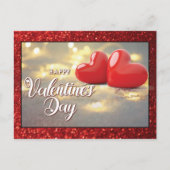 Elegant Glitter Red Hearts Valentijnsdag Briefkaart (Voorkant)