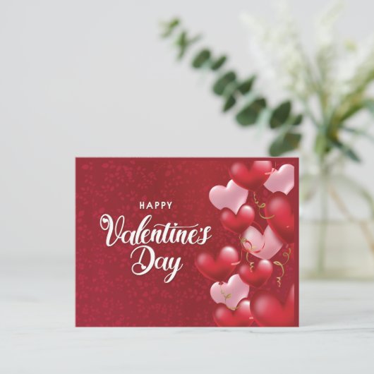 Elegant Glitter Red Hearts Valentijnsdag Postca Briefkaart (Staand voorkant)