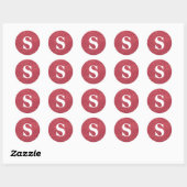 Elegant Glitter Red Monogram Envelope Seal Ronde Sticker (Vel)