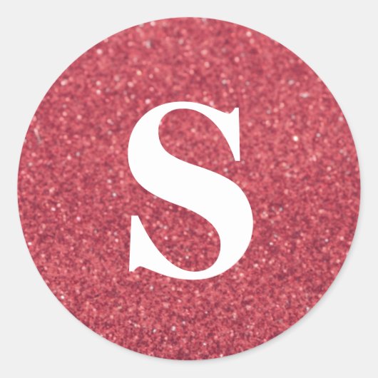 Elegant Glitter Red Monogram Envelope Seal Ronde Sticker (Voorkant)