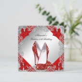Elegant Glitter Red Stiletto Birthday Party Kaart (Staand voorkant)