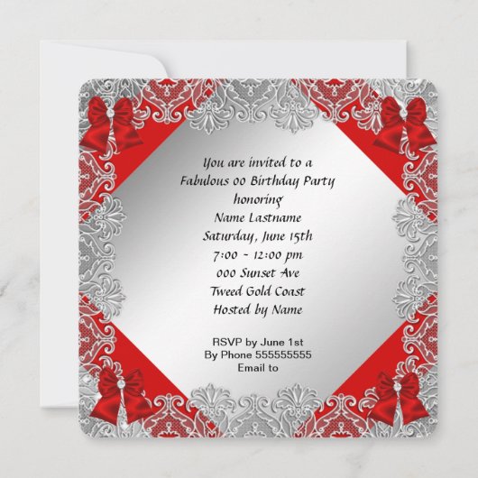 Elegant Glitter Red Stiletto Birthday Party Kaart (Achterkant)