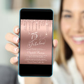 Elegant Glitter Roos Gold 75e verjaardag Kaart