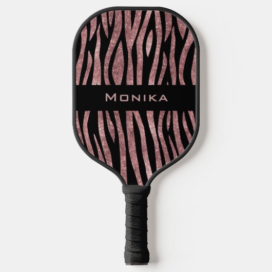 Elegant Glitter Roos Gold Animal Skin Zebra Print Pickleball Paddle (Voorkant)