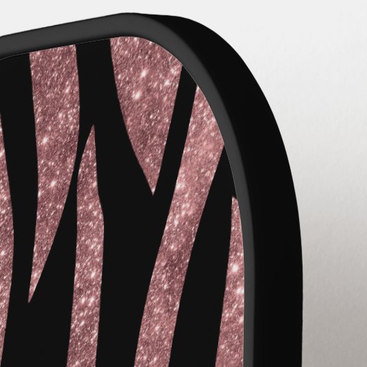 Elegant Glitter Roos Gold Animal Skin Zebra Print Pickleball Paddle (Links Detail)
