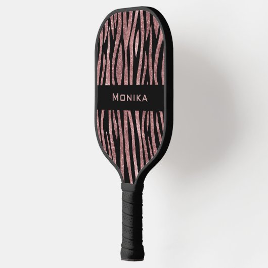 Elegant Glitter Roos Gold Animal Skin Zebra Print Pickleball Paddle (Links)