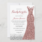 Elegant Glitter Roos Gold Dress Bachelorette Kaart (Voorkant)