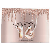 Elegant Glitter Roos Gold Drips Sweet 16 Groot Cadeauzakje (Achterkant)