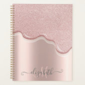 Elegant Glitter Roos Gold Drives Monogram Planner (Voorkant)