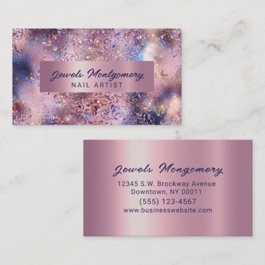 Elegant Glitter Roos Gold Faux Folie Girly Visitekaartje (Voorkant / Achterkant)