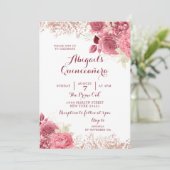 Elegant Glitter Roos Gold Floral Quinceañera Kaart (Staand voorkant)
