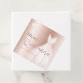 Elegant glitter roos gold met jurk quinceañera bedankjes labels (In situ)