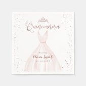 Elegant glitter roos gold met jurk quinceañera n servet (Voorkant)