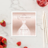 Elegant glitter roos gold met jurk quinceañera servet (Insitu)