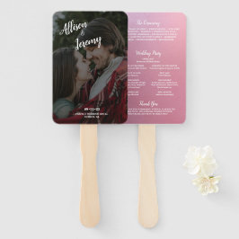 Elegant Glitter Roos Goud Foto Trouwprogramma Handwaaier