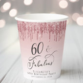 Elegant Glitter Roos Goud Roze 60ste Verjaardagsfe Papieren Bekers