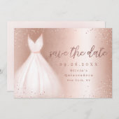 Elegant glitter roos goudroze jurk behalve datum save the date (Voorkant / Achterkant)