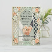 Elegant Glitter Roses Arch Romantic Couple Hands Kaart (Staand voorkant)