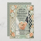 Elegant Glitter Roses Arch Romantic Couple Hands Kaart (Voorkant / Achterkant)