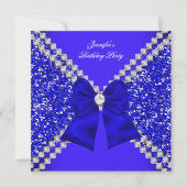 Elegant Glitter Royal Blue Diamonds Partij Kaart (Voorkant)