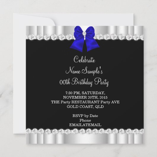 Elegant Glitter Royal Blue Glamor High Heels Kaart (Achterkant)