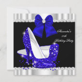Elegant Glitter Royal Blue Glamor High Heels Kaart (Voorkant)