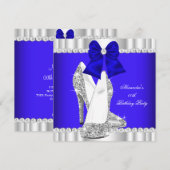 Elegant Glitter Royal Blue Silver High Heels 2 Kaart (Voorkant / Achterkant)