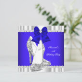 Elegant Glitter Royal Blue Silver High Heels 2 Kaart (Staand voorkant)