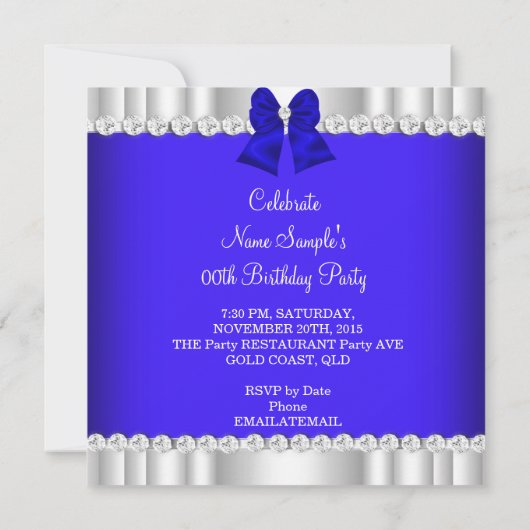 Elegant Glitter Royal Blue Silver High Heels 2 Kaart (Achterkant)