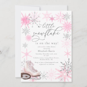 Elegant Glitter Roze Kleine Sneeuwvlok Baby shower Kaart