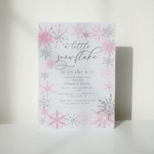 Elegant Glitter Roze Kleine Sneeuwvlok Baby shower Kaart