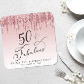 Elegant Glitter Roze Rose Gold 50ste verjaardagsfe Kartonnen Onderzetters