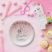 Elegant Glitter Roze Rose Gold 60ste verjaardagsfe Papieren Bordje (Feest)