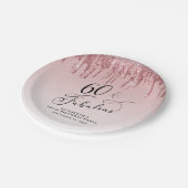 Elegant Glitter Roze Rose Gold 60ste verjaardagsfe Papieren Bordje (Gekanteld)