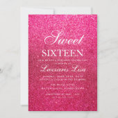 Elegant Glitter Roze Sweet Sixteen 16 Verjaardag Kaart (Voorkant)