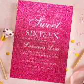 Elegant Glitter Roze Sweet Sixteen 16 Verjaardag Kaart