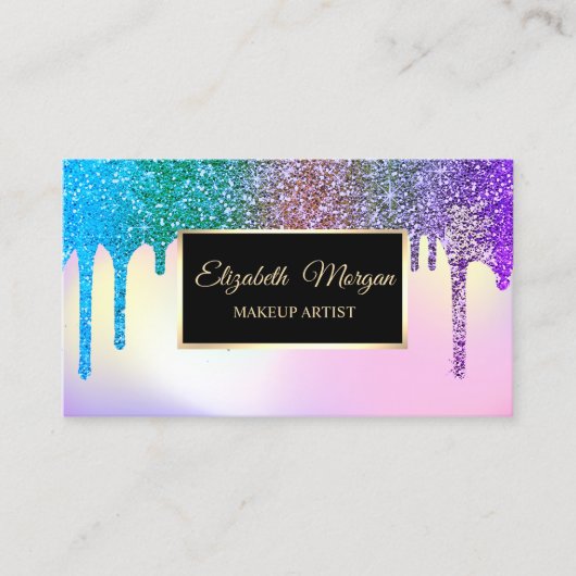 Elegant Glitter-schijven Ombre Holographic Lijst Visitekaartje (Voorkant)